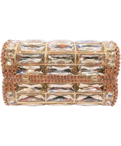 Shiny Rhinestone Evening Clutch Handbag Elegant Crystal Box Purse for Wedding Party Prom Gold $52.42 Evening Bags