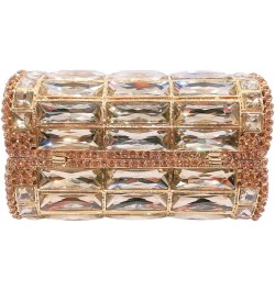 Shiny Rhinestone Evening Clutch Handbag Elegant Crystal Box Purse for Wedding Party Prom Gold $52.42 Evening Bags