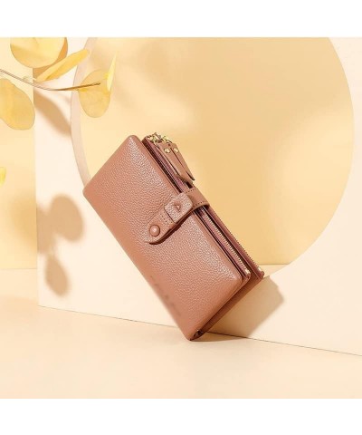 Long Wallets for Women Soft Leather Trifold Card Holder Purses Ladies Coin Standard Female Purses (Color : B, Size : 19 * 10 ...