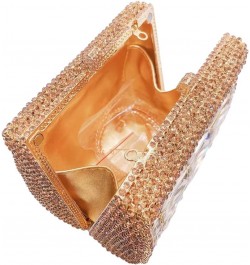 Shiny Rhinestone Evening Clutch Handbag Elegant Crystal Box Purse for Wedding Party Prom Gold $52.42 Evening Bags