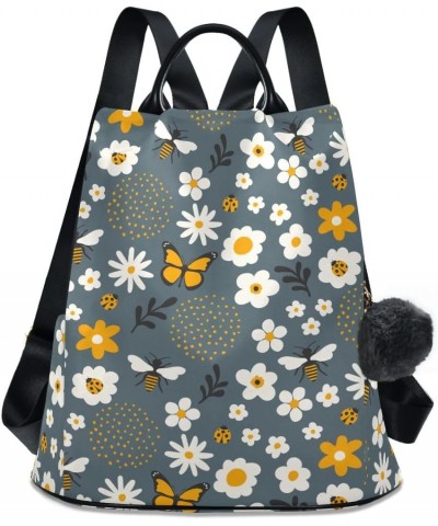 Backpack Purse for Women Fashion Travel Anti-theft Cute Bee Butterfly Daisy Flower Daypack Casual Shoulder Bag Medium Size $2...