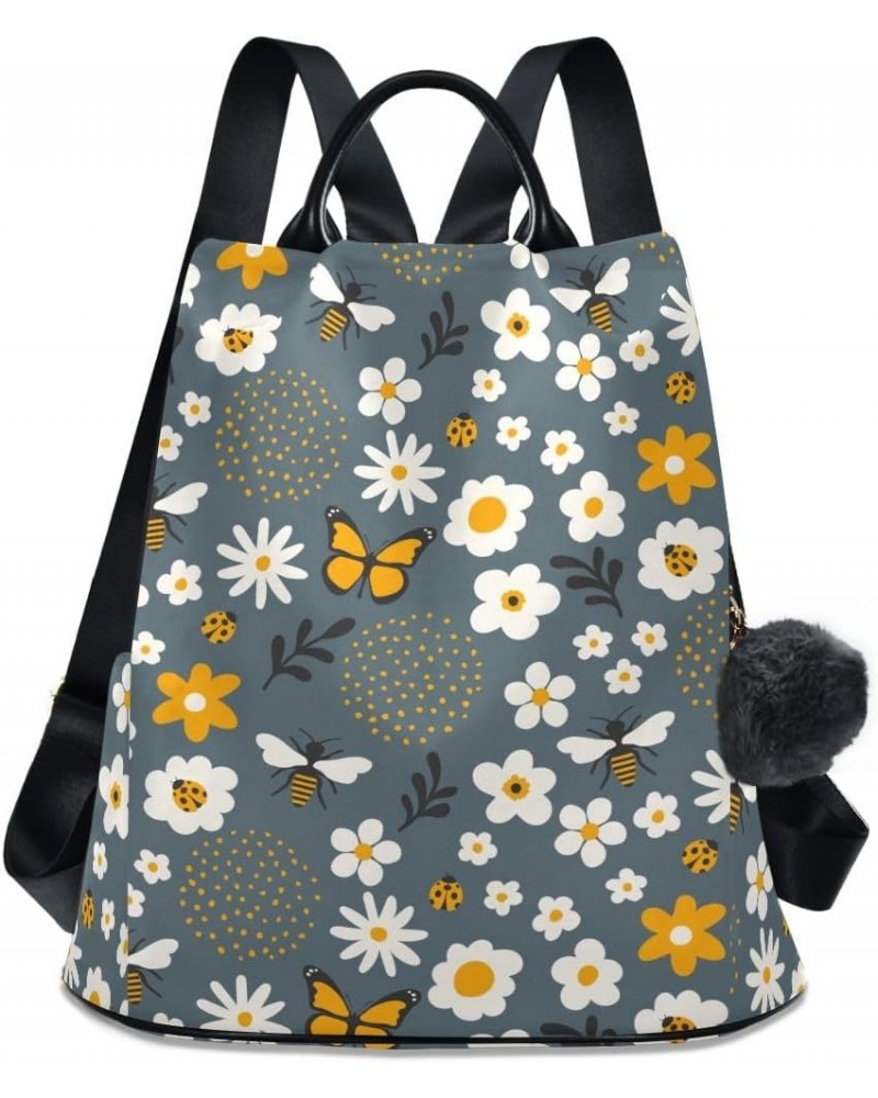 Backpack Purse for Women Fashion Travel Anti-theft Cute Bee Butterfly Daisy Flower Daypack Casual Shoulder Bag Medium Size $2...