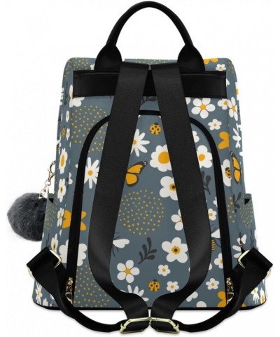 Backpack Purse for Women Fashion Travel Anti-theft Cute Bee Butterfly Daisy Flower Daypack Casual Shoulder Bag Medium Size $2...