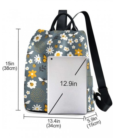 Backpack Purse for Women Fashion Travel Anti-theft Cute Bee Butterfly Daisy Flower Daypack Casual Shoulder Bag Medium Size $2...