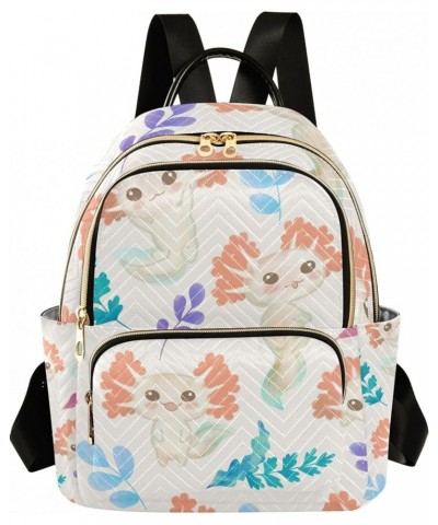 Cute Watercolor Axolotl Backpack for Women Shoulder Bag Lightweight Small Backpack Casual Daypack for Travel Small(11.41'' x ...