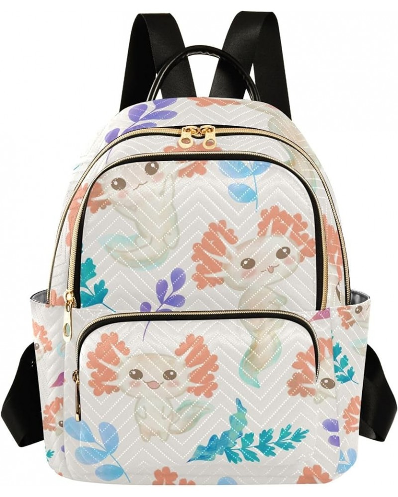 Cute Watercolor Axolotl Backpack for Women Shoulder Bag Lightweight Small Backpack Casual Daypack for Travel Small(11.41'' x ...