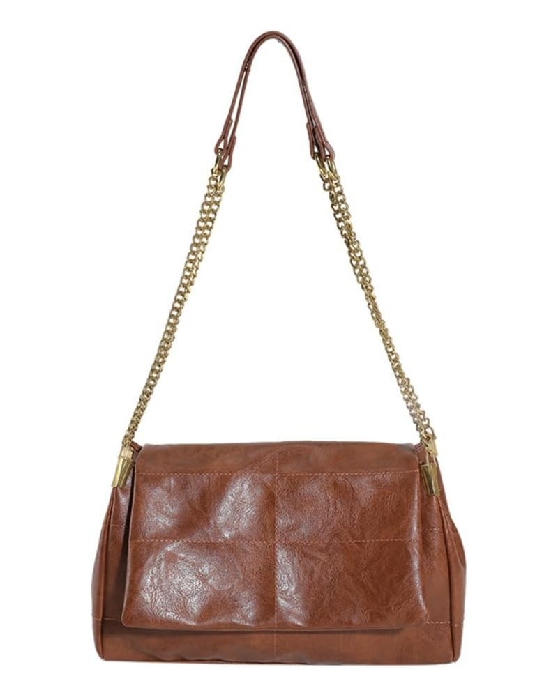 Beautiful Designer Chain Crossbody Bag for Women Fashion Leather Lightweight Shoulder Bag Handbags Brown $32.09 Totes