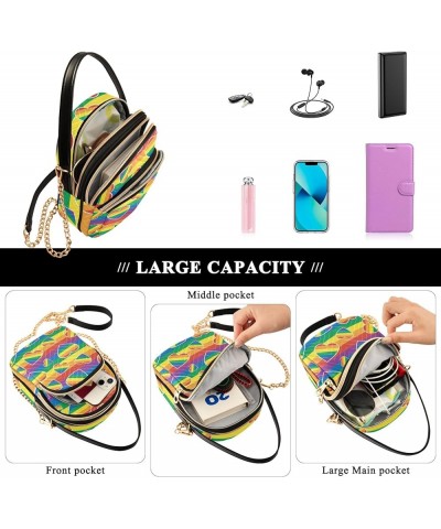 Sunset Gradient Quilted Handbag Purse with Chain Rainbow Heart Stripe $15.19 Shoulder Bags