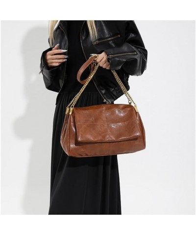 Beautiful Designer Chain Crossbody Bag for Women Fashion Leather Lightweight Shoulder Bag Handbags Brown $32.09 Totes