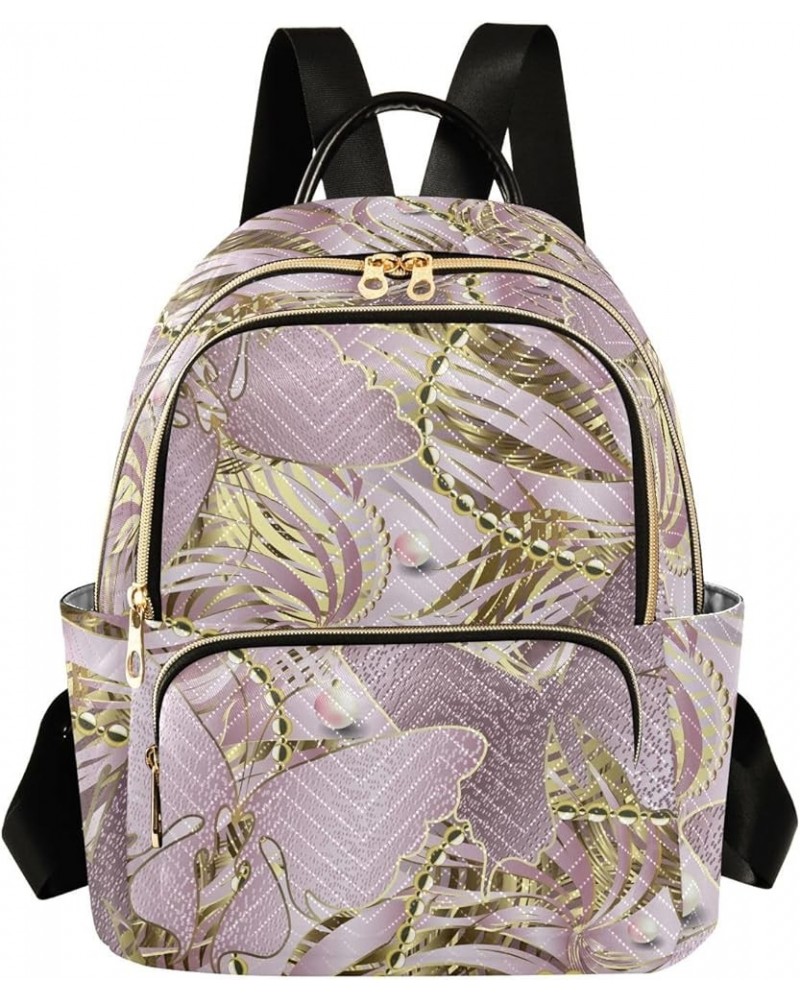 Rose Gold Butterfly Print Small Backpack Purse for Women Travel Bag Fashion Daypack Back Pack Shoulder Bag Multicolor Medium ...