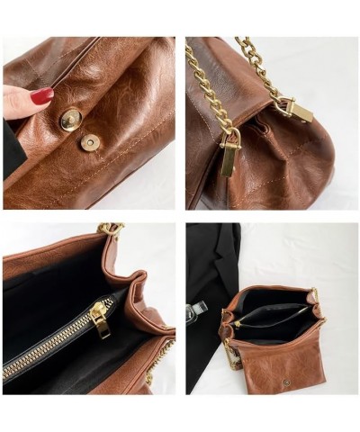 Beautiful Designer Chain Crossbody Bag for Women Fashion Leather Lightweight Shoulder Bag Handbags Brown $32.09 Totes