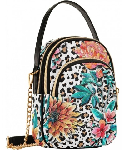 Watercolor Tropical Flowers Design Crossbody Bags Shoulder Bag for Women Stylish Ladies Messenger Bags Cell Phone Purse and H...