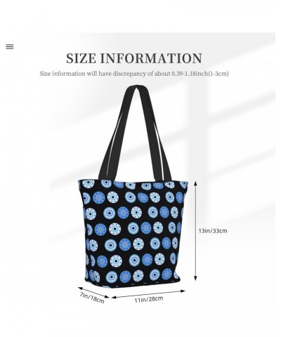 Women Shoulder Bag Evil-Eye-Blue-Black Foldable Tote Bag With Zipper Closure Casual Shopping Purse Daily Bag $12.89 Totes