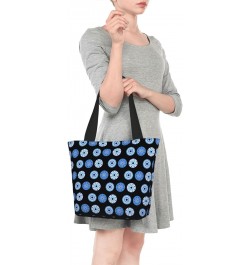 Women Shoulder Bag Evil-Eye-Blue-Black Foldable Tote Bag With Zipper Closure Casual Shopping Purse Daily Bag $12.89 Totes