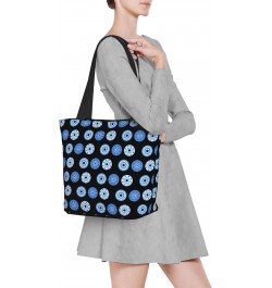 Women Shoulder Bag Evil-Eye-Blue-Black Foldable Tote Bag With Zipper Closure Casual Shopping Purse Daily Bag $12.89 Totes