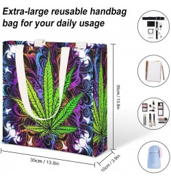 Psychedelic Trippy Marijuana Pattern CanvasTote Bag for Women Girl Canvas Shoulder Handbags Cute Large Purse $14.29 Totes