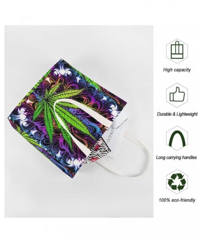 Psychedelic Trippy Marijuana Pattern CanvasTote Bag for Women Girl Canvas Shoulder Handbags Cute Large Purse $14.29 Totes