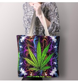 Psychedelic Trippy Marijuana Pattern CanvasTote Bag for Women Girl Canvas Shoulder Handbags Cute Large Purse $14.29 Totes