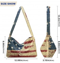 4th of July Women Boho Handbag Grunge Liberty American Flag Vintage Underarm Bag Tote Bag Shoulder Bag Crossbody Bag Fluffy C...