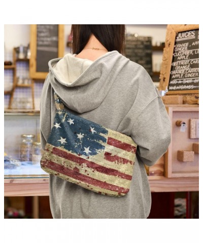 4th of July Women Boho Handbag Grunge Liberty American Flag Vintage Underarm Bag Tote Bag Shoulder Bag Crossbody Bag Fluffy C...