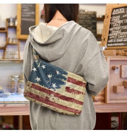 4th of July Women Boho Handbag Grunge Liberty American Flag Vintage Underarm Bag Tote Bag Shoulder Bag Crossbody Bag Fluffy C...