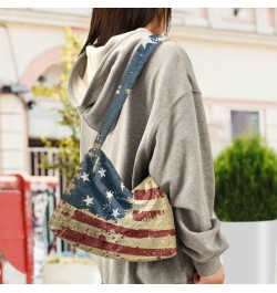 4th of July Women Boho Handbag Grunge Liberty American Flag Vintage Underarm Bag Tote Bag Shoulder Bag Crossbody Bag Fluffy C...