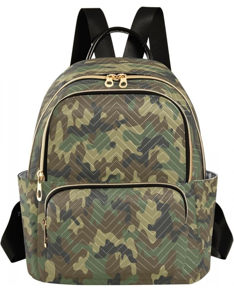 Stylish Green Camouflage Women Backpack Purse Ladies Fashion Shoulder Bag Daypack Travel Bag 7.5L Small $17.04 Backpacks