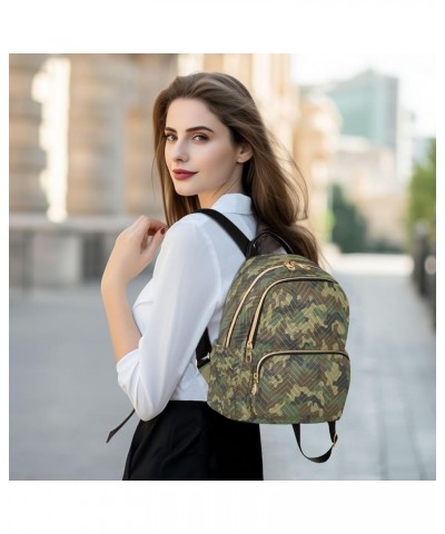 Stylish Green Camouflage Women Backpack Purse Ladies Fashion Shoulder Bag Daypack Travel Bag 7.5L Small $17.04 Backpacks