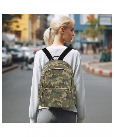 Stylish Green Camouflage Women Backpack Purse Ladies Fashion Shoulder Bag Daypack Travel Bag 7.5L Small $17.04 Backpacks