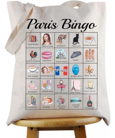 Paris Bingo Tote Bag Paris Travel Gift Paris Traveller Lover Grocery Handbag For Women French Gift Shopping Bag Beige $10.20 ...