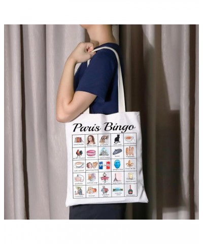 Paris Bingo Tote Bag Paris Travel Gift Paris Traveller Lover Grocery Handbag For Women French Gift Shopping Bag Beige $10.20 ...