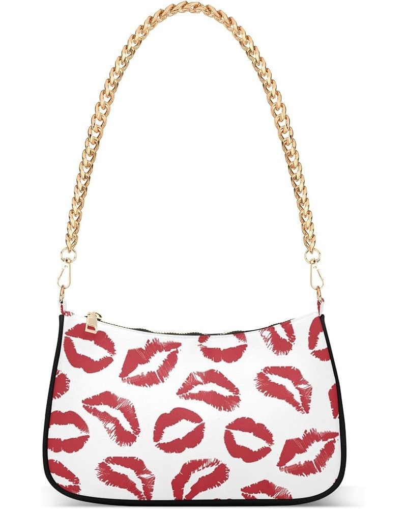 Women's Handbags Tote Crossbody Bag Stylish Purse Ladies Shoulder Bag Handbag Red Lipstick Kiss Crescent Bag Red Lipstick Kis...