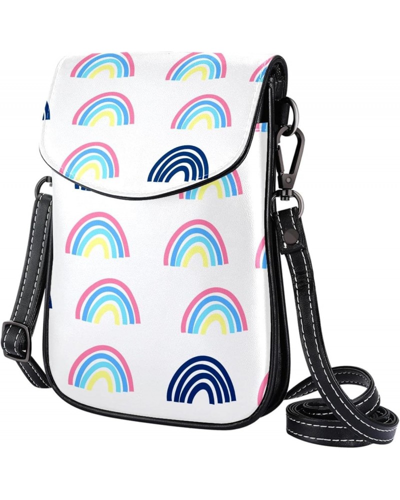 Small Crossbody Bag Blue Rainbow Cell Phone Purse Wallet $16.06 Crossbody Bags