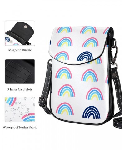 Small Crossbody Bag Blue Rainbow Cell Phone Purse Wallet $16.06 Crossbody Bags