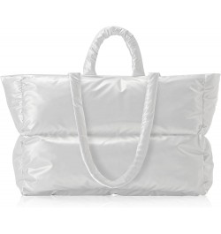 Puffer Tote Bag for Women Large Quilted Puffy Tote Bag Shoulder Handbags Purse Soft Padded Down Hobo Bag White $26.87 Totes