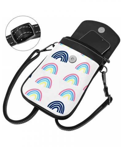 Small Crossbody Bag Blue Rainbow Cell Phone Purse Wallet $16.06 Crossbody Bags