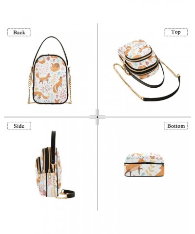 Cute Foxes Flowers Crossbody Bags for Women Cross Body Bags Hand Bags with Chain Strap for Daily Use $13.77 Crossbody Bags