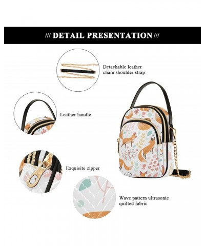 Cute Foxes Flowers Crossbody Bags for Women Cross Body Bags Hand Bags with Chain Strap for Daily Use $13.77 Crossbody Bags