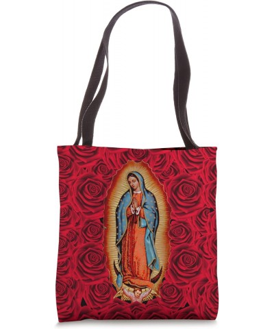 Our Lady Virgen De Guadalupe Virgin Mary Rose Floral Tote Bag $11.87 Totes