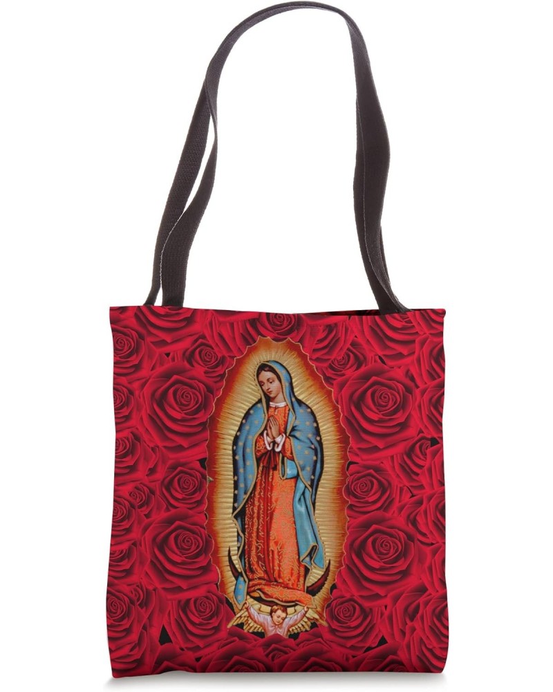 Our Lady Virgen De Guadalupe Virgin Mary Rose Floral Tote Bag $11.87 Totes