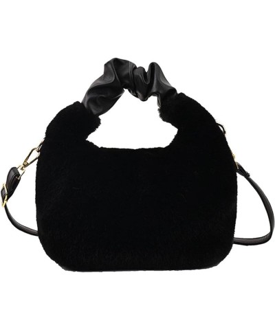 Women's Small Furry Bucket Bag Plush Shoulder Tote Bag Mini Fluffy Crossbody Handbag Fuzzy Bags Purse in Winter Black $27.71 ...