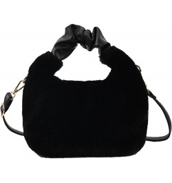 Women's Small Furry Bucket Bag Plush Shoulder Tote Bag Mini Fluffy Crossbody Handbag Fuzzy Bags Purse in Winter Black $27.71 ...