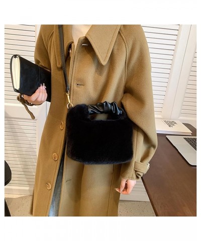 Women's Small Furry Bucket Bag Plush Shoulder Tote Bag Mini Fluffy Crossbody Handbag Fuzzy Bags Purse in Winter Black $27.71 ...