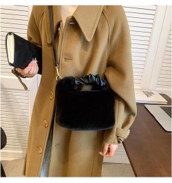 Women's Small Furry Bucket Bag Plush Shoulder Tote Bag Mini Fluffy Crossbody Handbag Fuzzy Bags Purse in Winter Black $27.71 ...