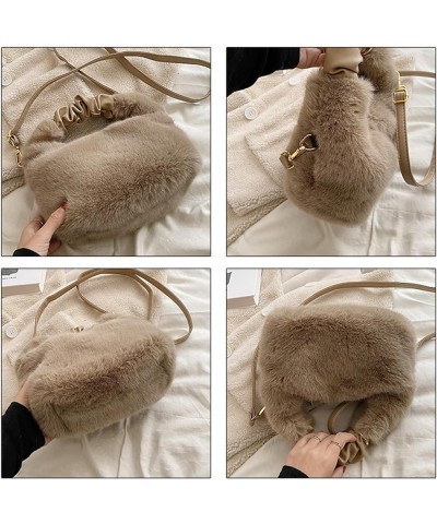 Women's Small Furry Bucket Bag Plush Shoulder Tote Bag Mini Fluffy Crossbody Handbag Fuzzy Bags Purse in Winter Black $27.71 ...