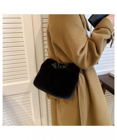 Women's Small Furry Bucket Bag Plush Shoulder Tote Bag Mini Fluffy Crossbody Handbag Fuzzy Bags Purse in Winter Black $27.71 ...