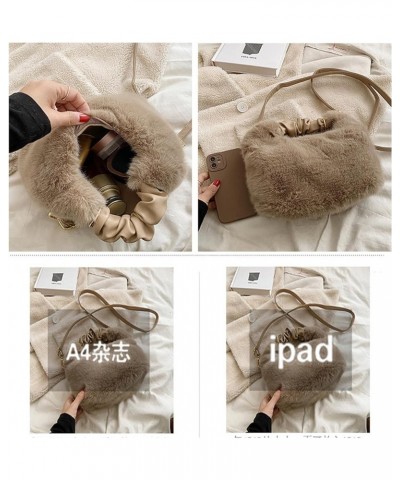 Women's Small Furry Bucket Bag Plush Shoulder Tote Bag Mini Fluffy Crossbody Handbag Fuzzy Bags Purse in Winter Black $27.71 ...