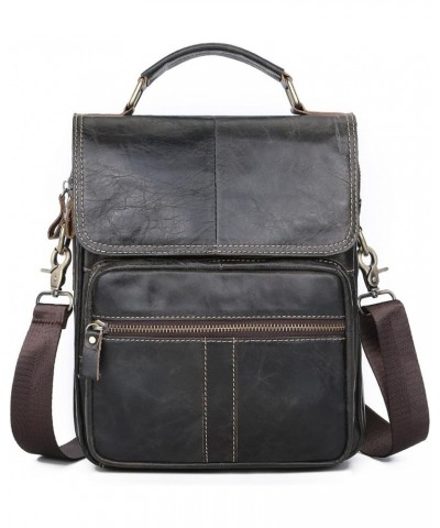 Small Messenger Bag for Men Genuine Leather Shoulder Crossbody Purse for Work Business Sling Handbag Black $38.12 Totes