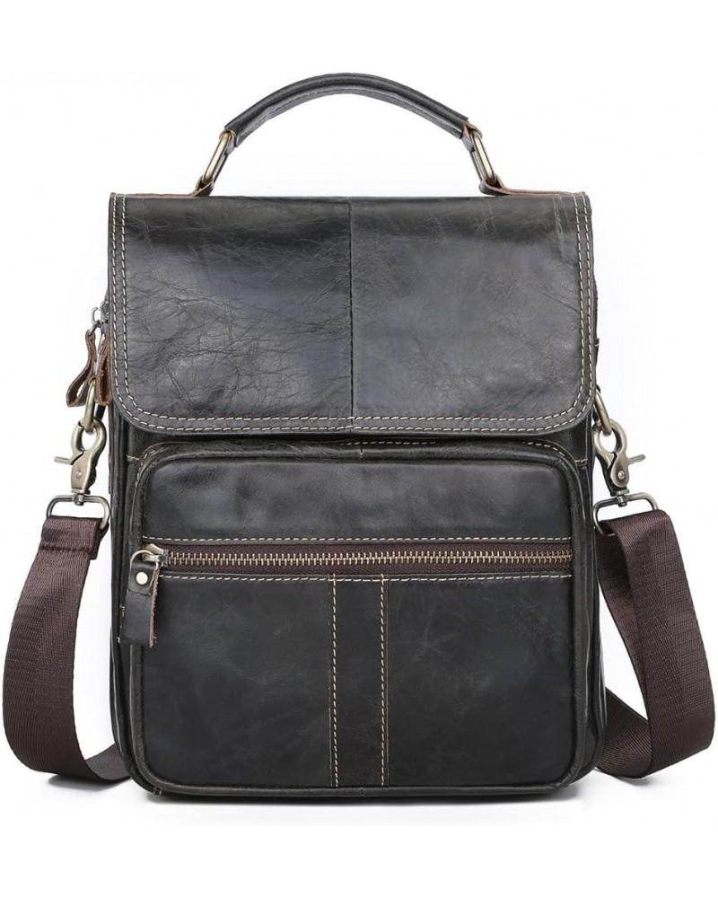 Small Messenger Bag for Men Genuine Leather Shoulder Crossbody Purse for Work Business Sling Handbag Black $38.12 Totes