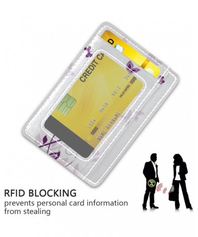 Abstract Purple Flowers Slim Minimalist Wallet Rfid Blocking Card Wallets PU Leather Front Pocket Wallets $9.17 Wallets